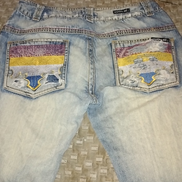 EUC Vintage 34w Motor Oil Wide Leg 90's Baggy Jeans - Picture 5 of 15